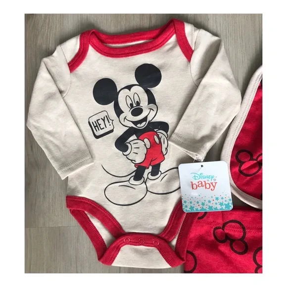 MICKEY MOUSE DISNEY BABY 3 PIECE OUTFIT SIZE 0-3 MONTHS - Picture 3 of 5